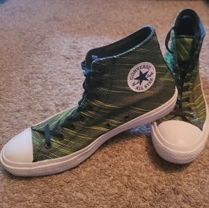 Mens Converse Chuck Taylor Sz10.5 Hi Top Black/Volt Green